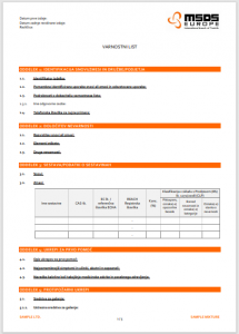 Vzorec varnostnega lista za prenos (EU) 2020/878